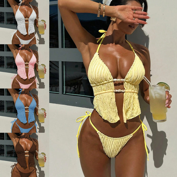 Women's bikini model with elegant ruffle detail Mune Fashion