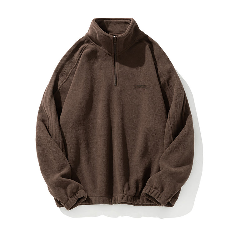 Unisex Fleece-Halfzip-Pullover with Stand-up Collar, Elastic Hem and Raglan Sleeves Mune Fashion