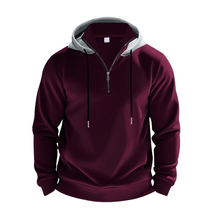 Men's hoodie with short zipper, double-layer hood and drawstring Mune Fashion
