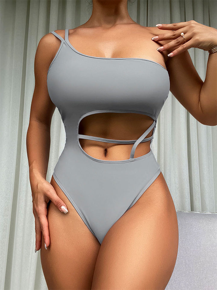 Women’s One-Piece Swimsuit with Asymmetrical Cut-Out Design Mune Fashion
