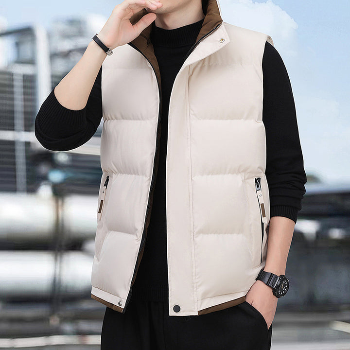 Men's quilted thermal vest with stand-up collar, windproof surface and zip pockets Mune Fashion