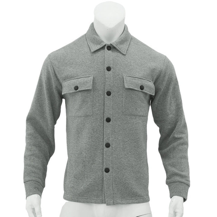 Men's heavy cotton transitional jacket in Shacket style with snap buttons and flap pockets Mune Fashion