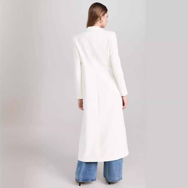 Women's Longline Blazer Coat with Open Front Slit and Slim Silhouette Mune Fashion