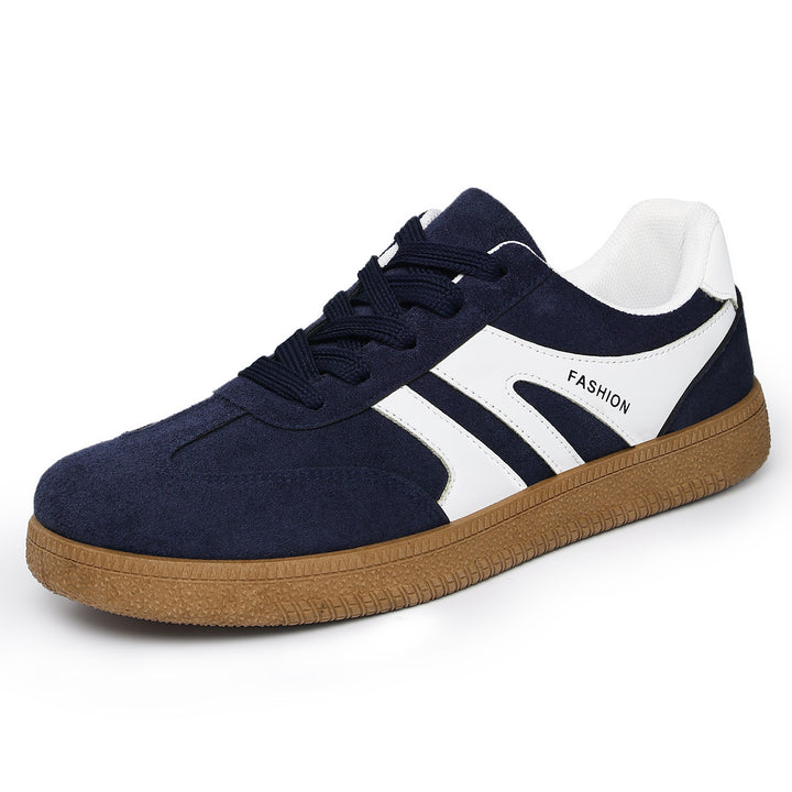 Men's retro suede leather sneakers with padded heel collar and textured rubber outsole Mune Fashion