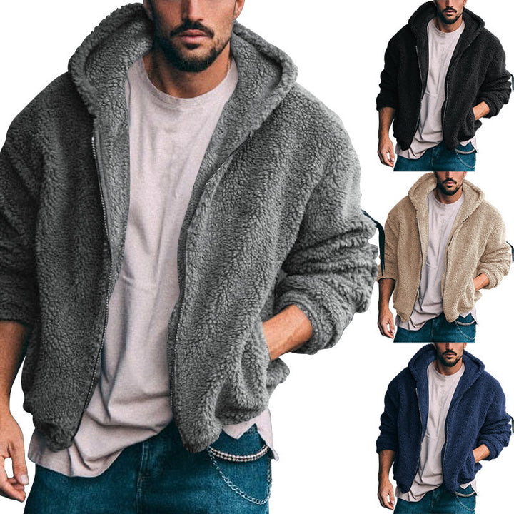 Men's voluminous Sherpa hoodie jacket with bomber cut, concealed zipper and arm pocket Mune Fashion