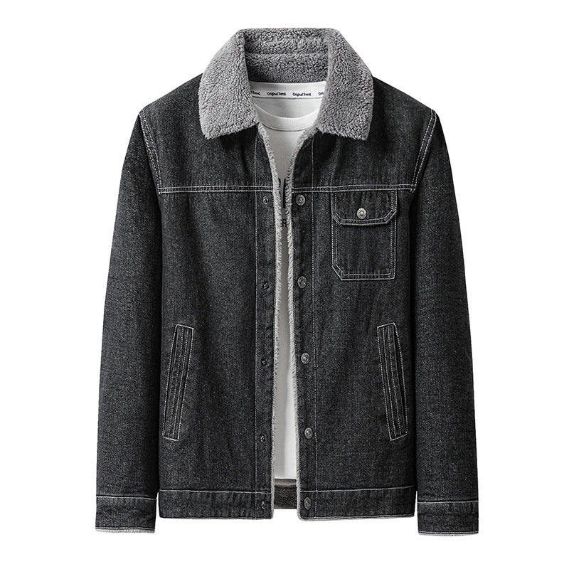 Men's Overshirt Jacket made of Denim with Teddy lining and Sherpa collar Mune Fashion