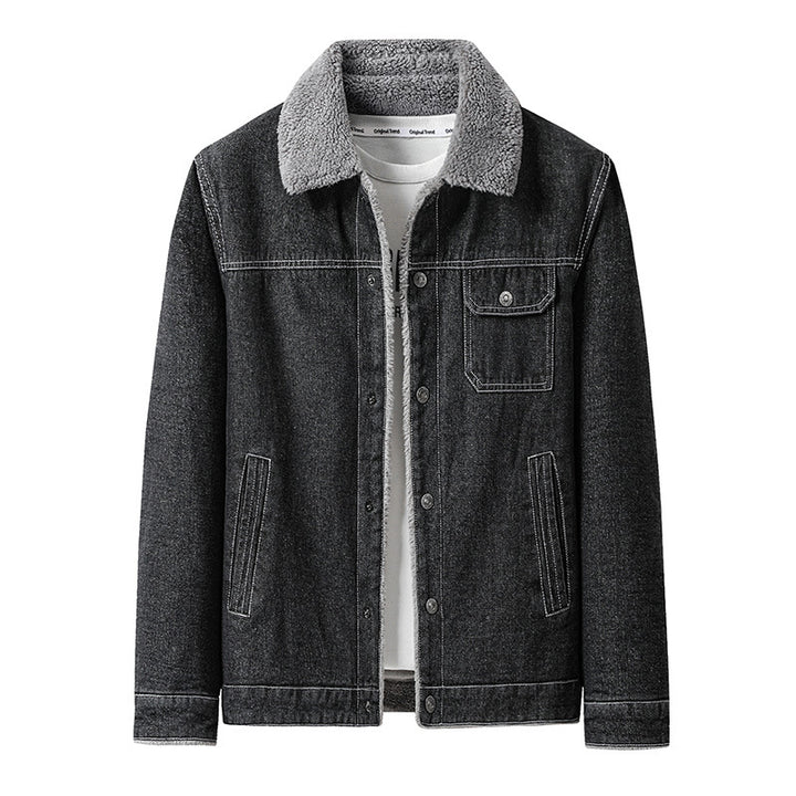 Men's Overshirt Jacket made of Denim with Teddy lining and Sherpa collar Mune Fashion