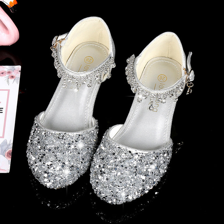 Girl Glittering Ballerina Sandals with High Heel and Pendant Mune Fashion