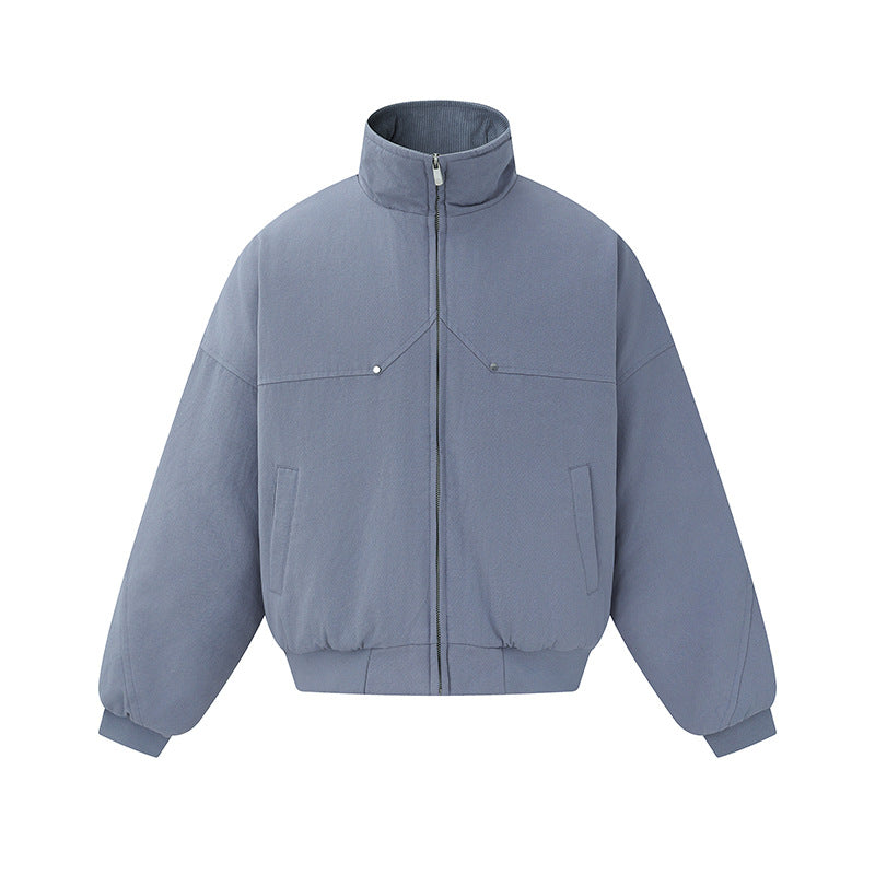 Unisex Boxy-padded Short Jacket with High Collar and Minimalist Seam Design Mune Fashion