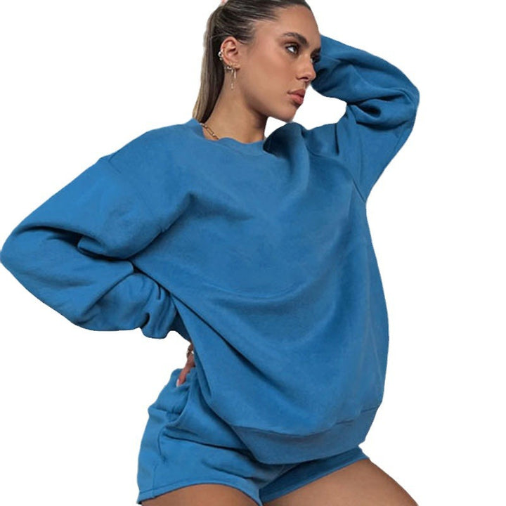 Women's oversized sweatshirt and shorts home set made of soft terry Mune Fashion