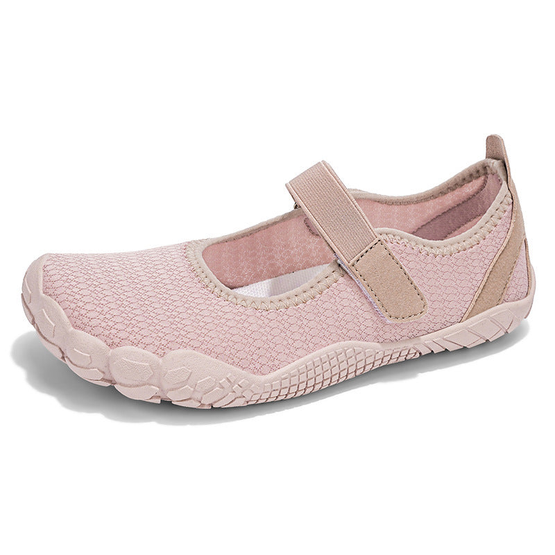 Women’s Lightweight Knitted Mary Jane Slippers with Velcro Closure and Flexible Barefoot Sole Mune Fashion