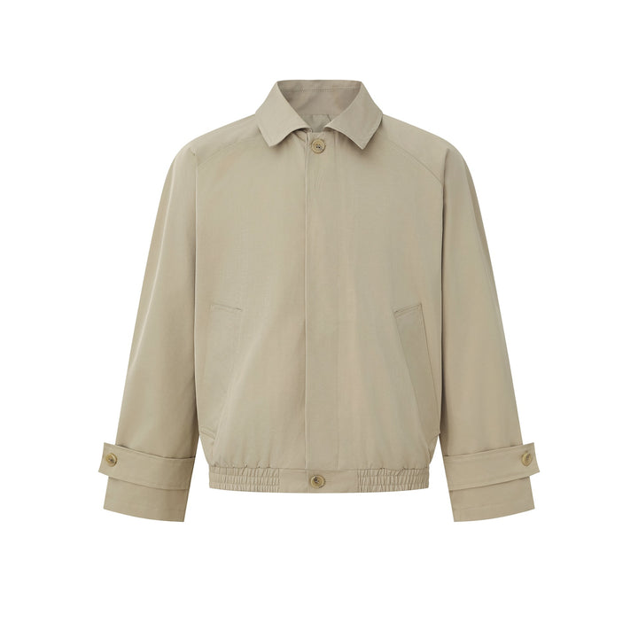 Ladies Short Bomber Jacket in Blouson Cut with Concealed Button Placket and Elastic Hem Mune Fashion