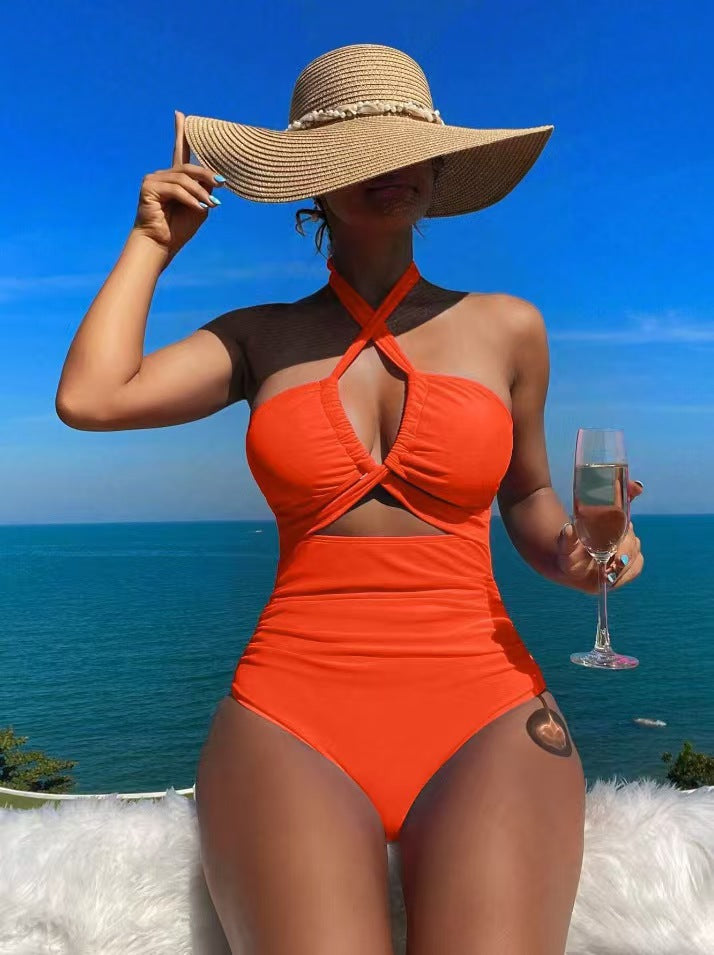 Ladies High-cut Monokini with sophisticated cross-design Mune Fashion