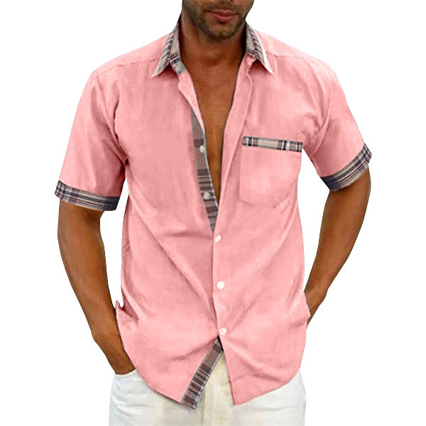 Men's Short-Sleeve Shirt with Classic Check Pattern and Modern Cut Mune