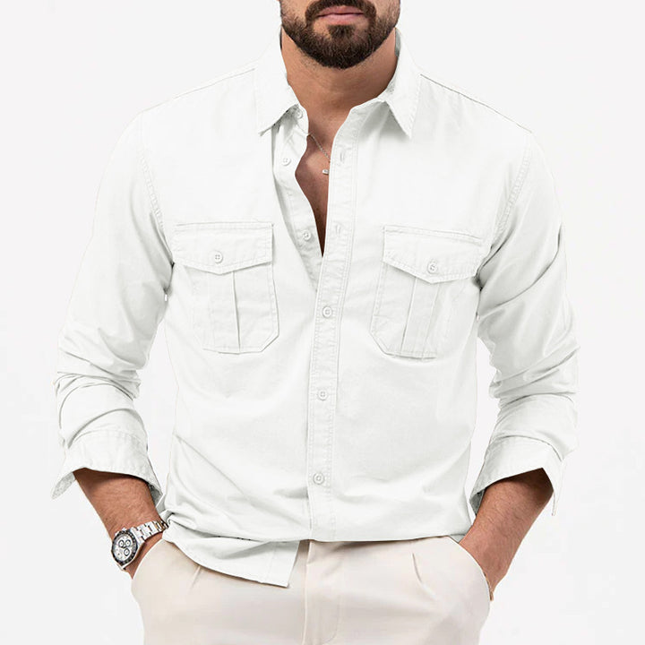 Men's shirt with chest pockets and Kent collar, casual regular fit made of cotton mix Mune Fashion