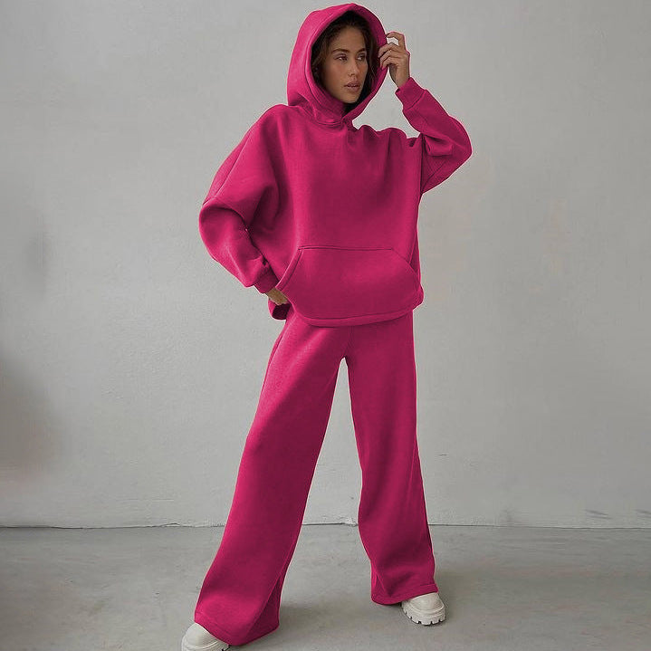 Women's nan Cozy complete set with extra soft oversized hoodie, kangaroo pocket and high-waist palazzo sweatpants Mune Fashion