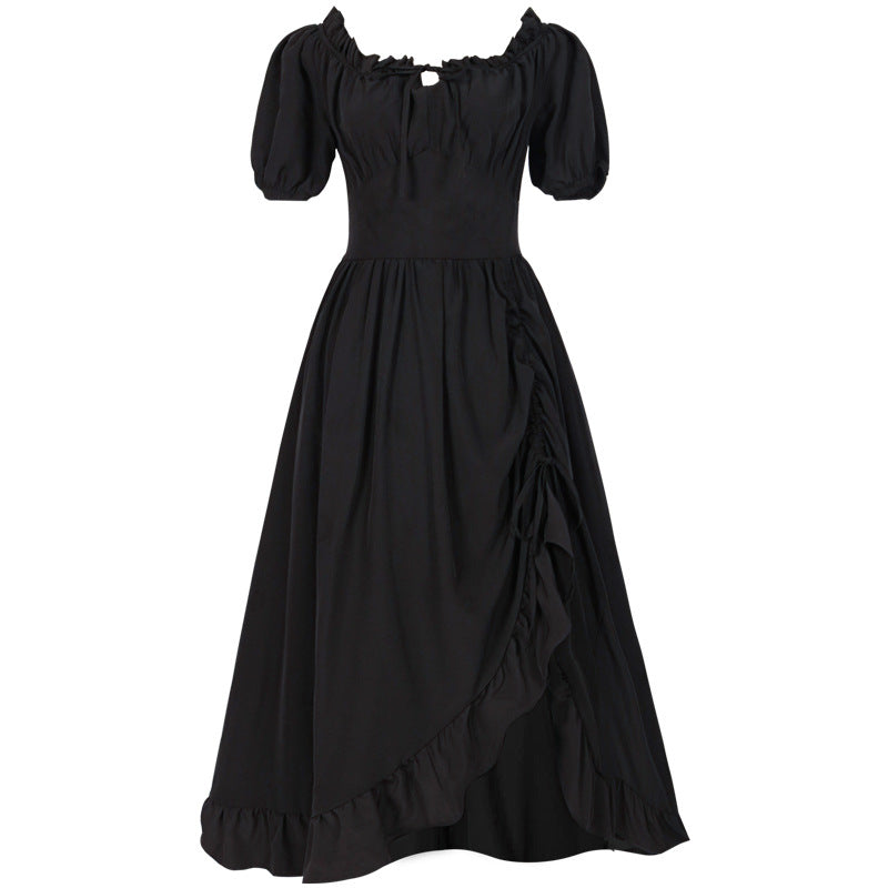 Women's romantic maxi dress with off-the-shoulder neckline, puff sleeves, fitted bodice, and side ruching Mune Fashion