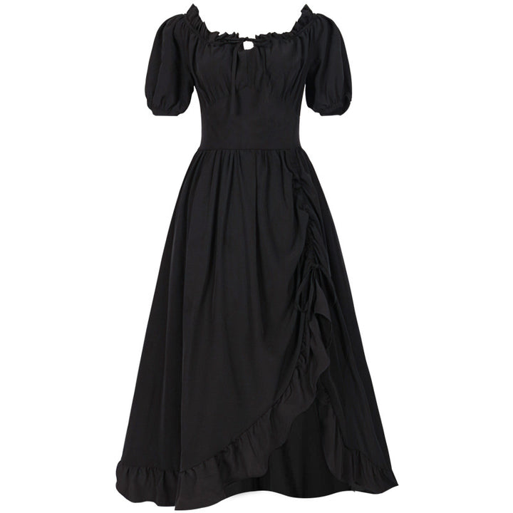 Women's romantic maxi dress with off-the-shoulder neckline, puff sleeves, fitted bodice, and side ruching Mune Fashion