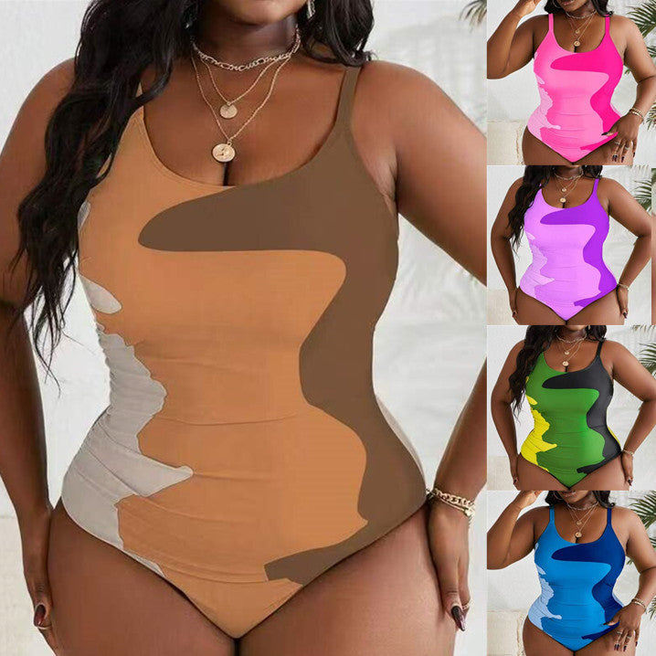 Women's One-Piece Swimsuit with Modern Camouflage Design Mune Fashion