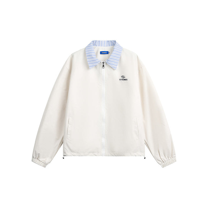 Men's Lightweight Boxy Transitional Jacket with Contrast Collar Elastic Hem Finishes and Concealed Zipper Mune Fashion