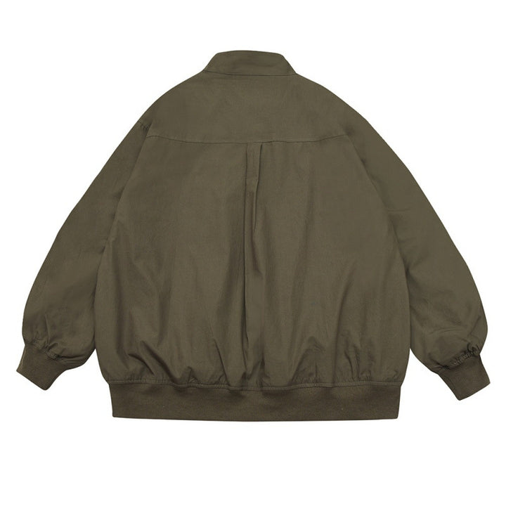 Unisex Oversize Bomber Jacket in Boxy Cut with Flap Pockets and Ribbed Hem Mune Fashion
