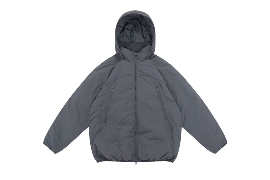 Unisex Voluminous Hooded Insulation Jacket in Boxy Cut with Concealed Zipper Pockets Mune Fashion