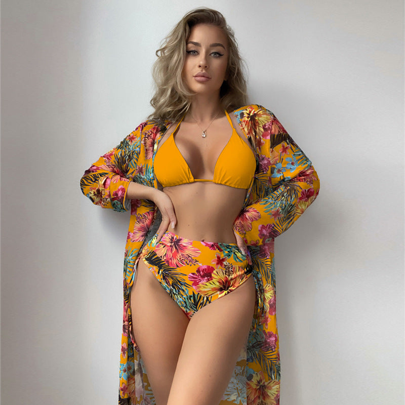 Women's High-Waisted Bikini with Floral Cover-Up Mune Fashion