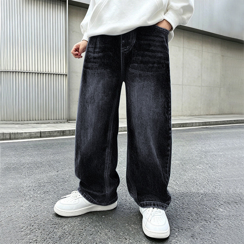 Women wide jeans pants with elastic waistband and trendy cut Mune Fashion