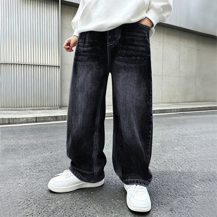 Women wide jeans pants with elastic waistband and trendy cut Mune Fashion
