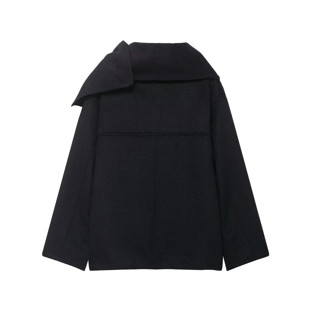 Women nan oversized wool coat with voluminous shawl collar and concealed button placket Mune Fashion