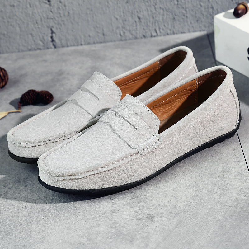 Men's elegant suede loafers with hand-stitched moccasin seam and non-slip rubber tread sole Mune Fashion