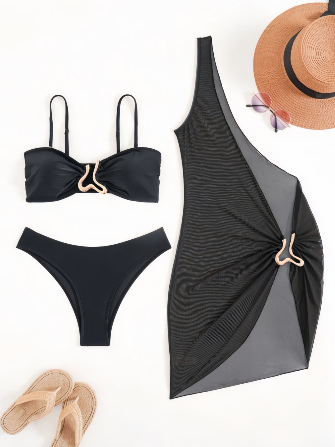 Ladies triangle bikini with innovative wrap cut and matching beach robe Mune Fashion