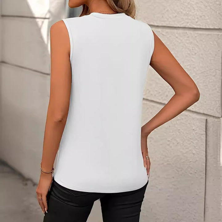 Women's figure-hugging fine rib top with high round neck and diagonal decorative seams Mune Fashion