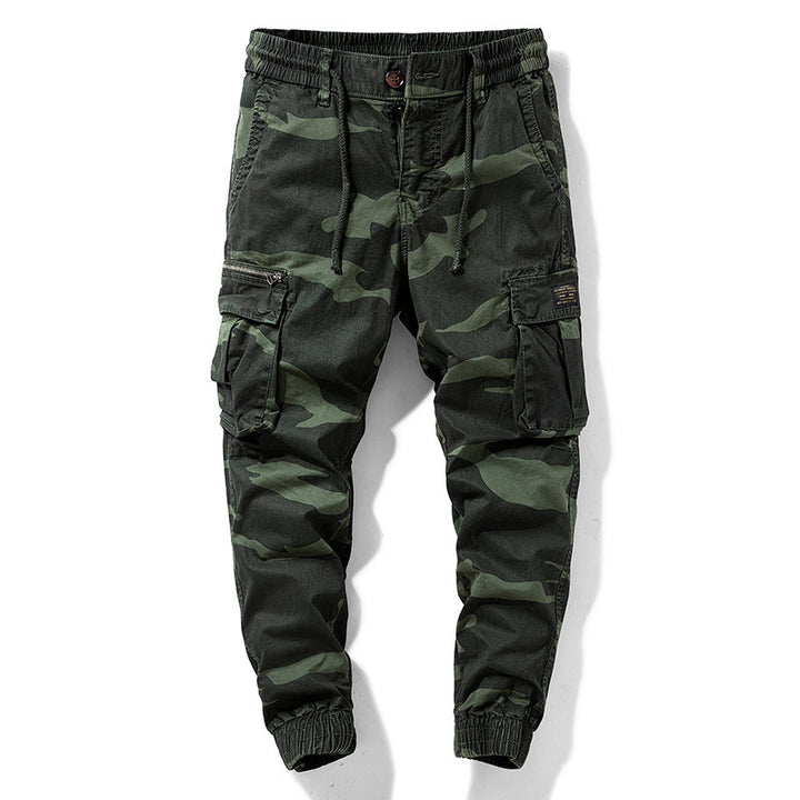 Herren Camouflage‑Cargo‑Jogger aus robustem Baumwollmix mit Tunnelzugbund, Reißverschluss‑Tasche und gerippten Knöcheln Mune Fashion