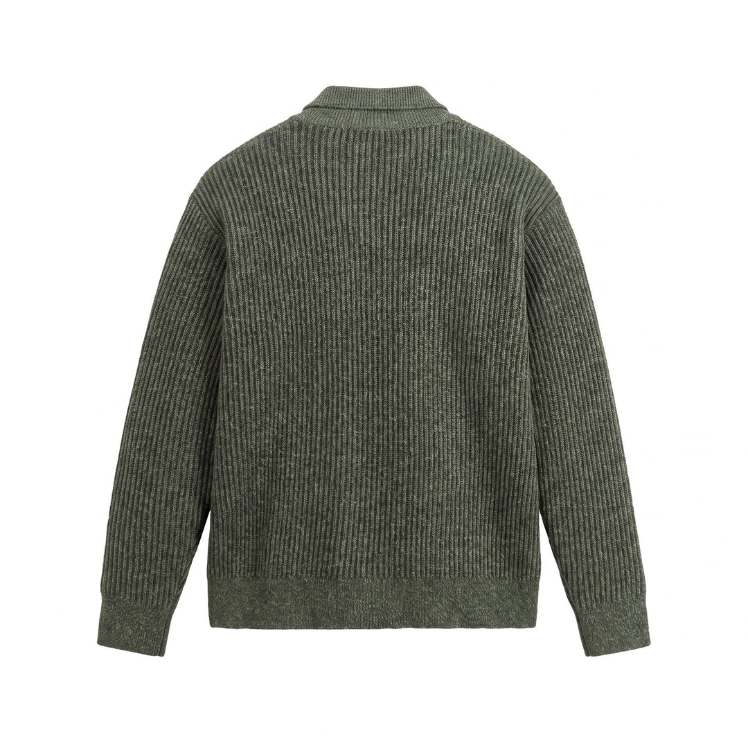 Men's knit sweater with polo collar and distinctive ribbed structure Mune Fashion