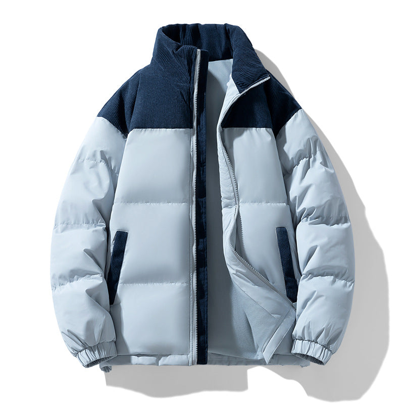 Men's quilted winter jacket with cord trim, high stand-up collar, and warm insulation Mune Fashion