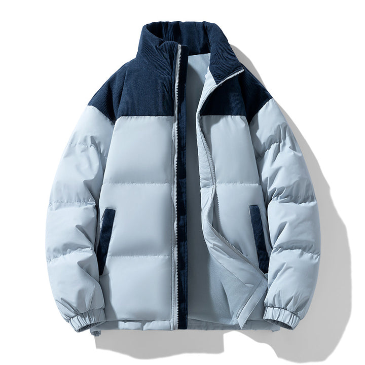 Men's quilted winter jacket with cord trim, high stand-up collar, and warm insulation Mune Fashion