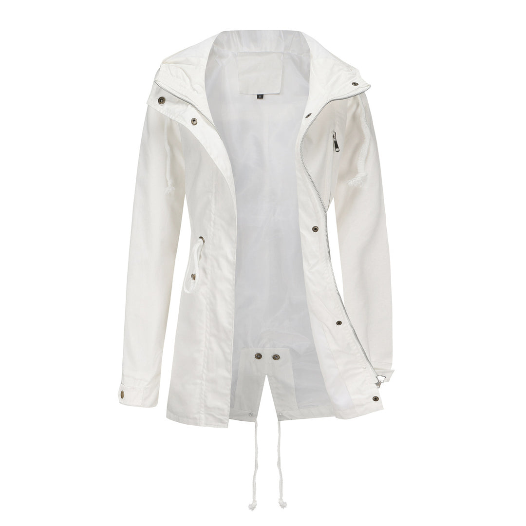 Women's slightly tailored light parka with hood drawstring and two-way zipper Mune Fashion