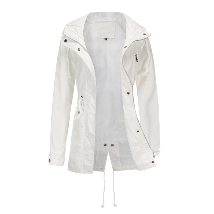 Women's slightly tailored light parka with hood drawstring and two-way zipper Mune Fashion