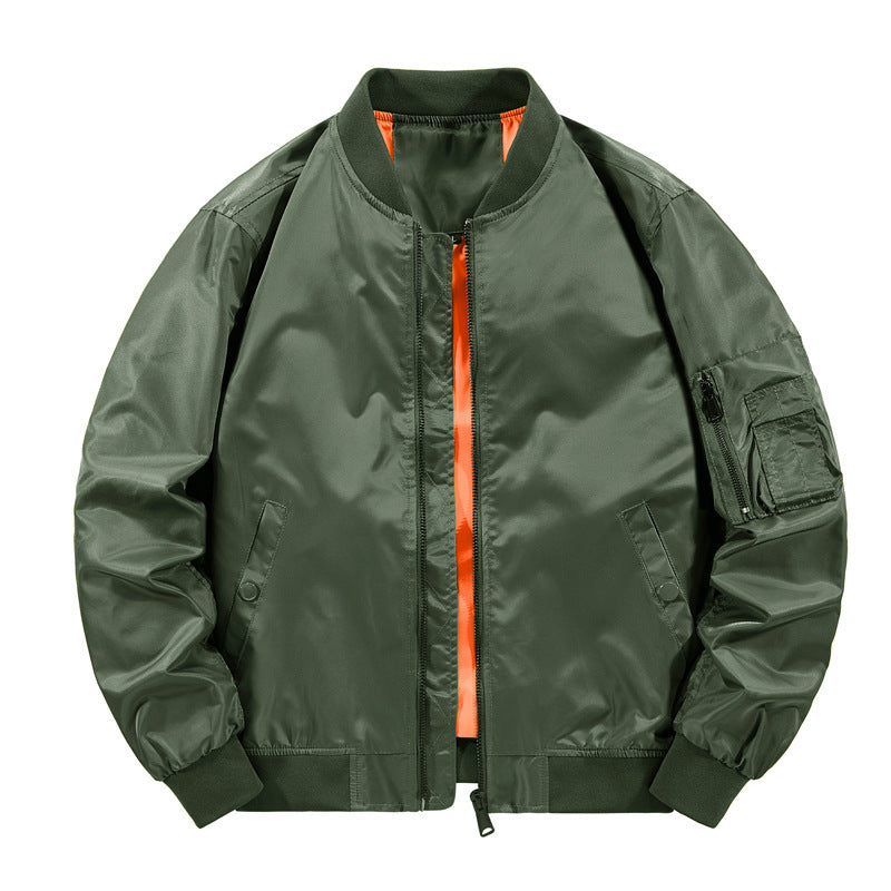 Men's Nylon Bomber Jacket in Pilot Style with Arm Pocket and Ribbed Cuffs Mune Fashion