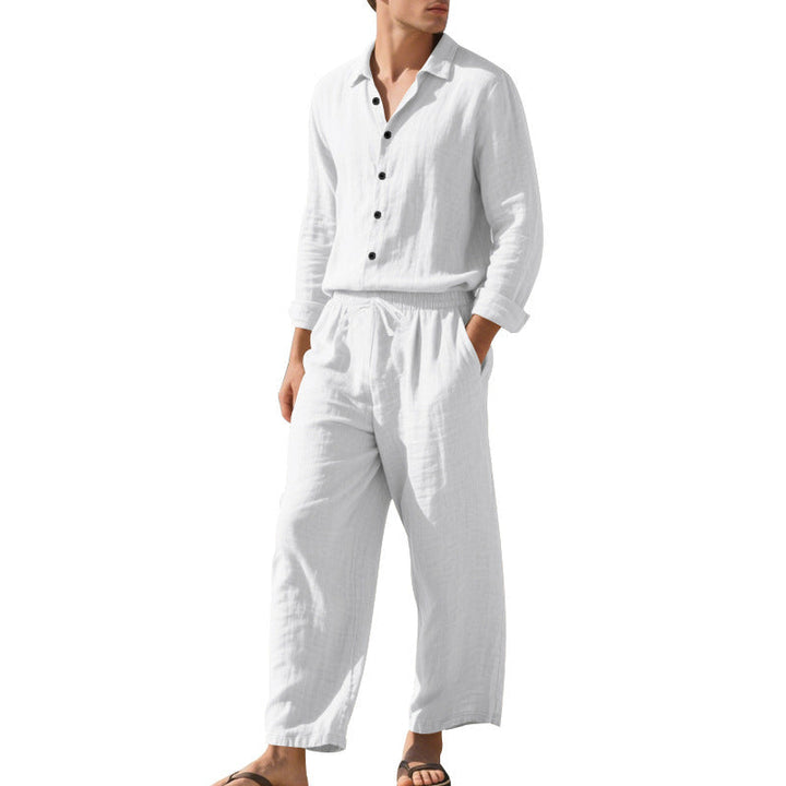 Men's Casual Linen Suit with Elastic Waistband and Comfort Fit Mune Fashion