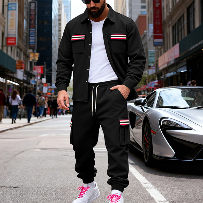 Men's Urban Two-Piece Utility Jogging Set with Overshirt and Cargo Pants Mune Fashion