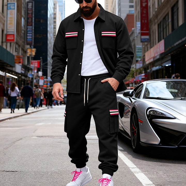 Men's Urban Two-Piece Utility Jogging Set with Overshirt and Cargo Pants Mune Fashion