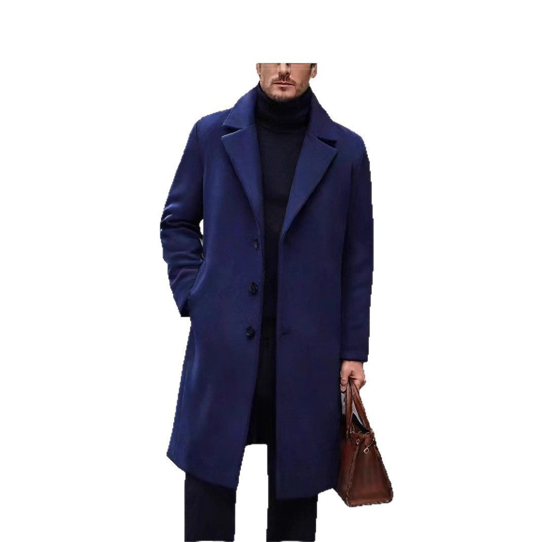 Men's elegant wool blend coat with lapel collar and straight cut Mune Fashion
