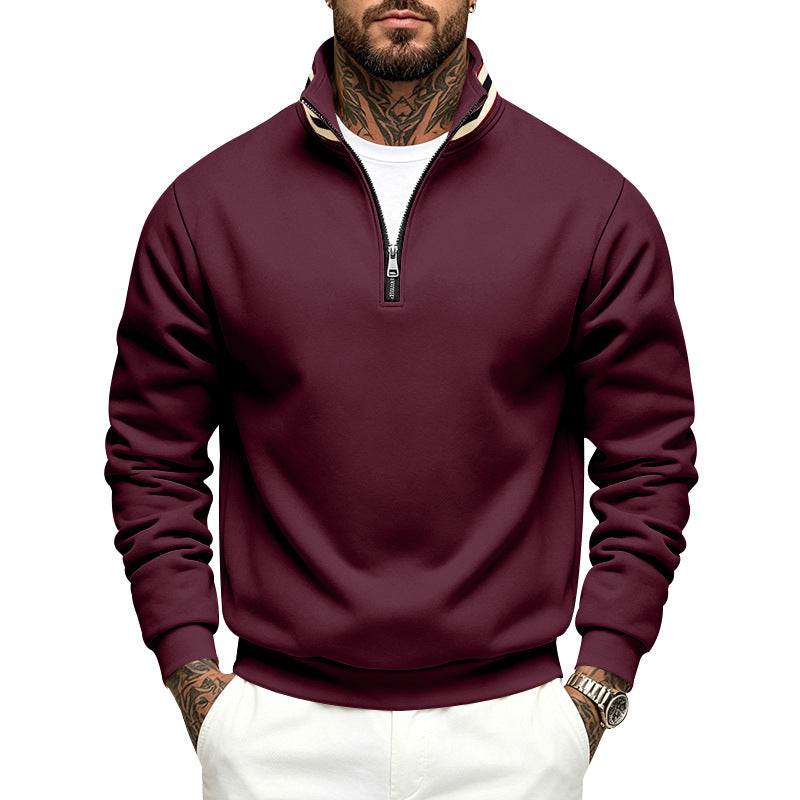 Men's sweatshirt with half zip and striped standing collar Mune Fashion