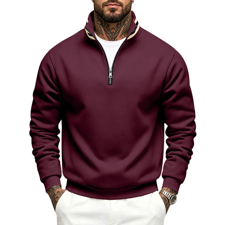 Men's sweatshirt with half zip and striped standing collar Mune Fashion