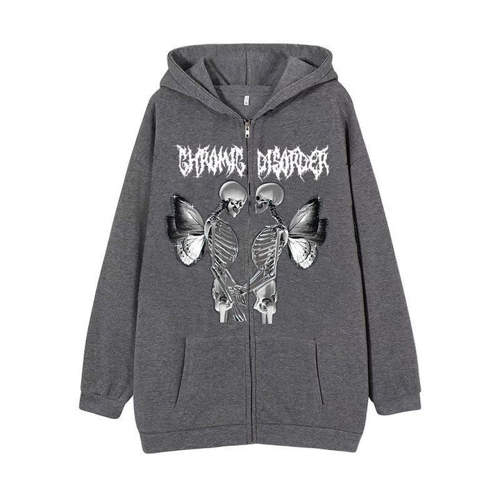 Women's hoodie jacket with full zipper and ribbed heart print Mune Fashion