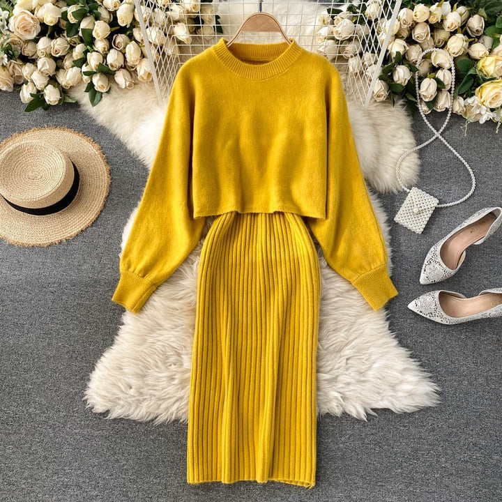 Women's Knitted Ensemble with Rib Details Mune Fashion