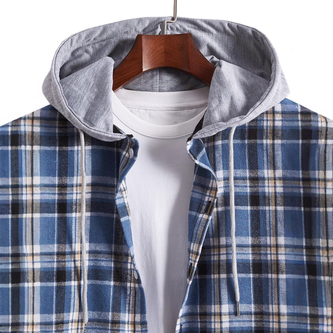 Men's Flannel Shirt with Integrated Hood Mune