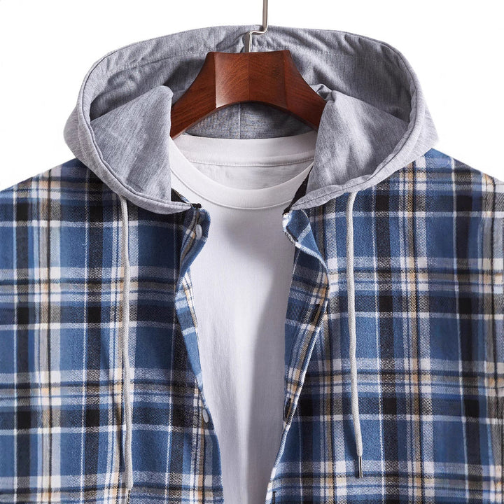 Men's Flannel Shirt with Integrated Hood Mune